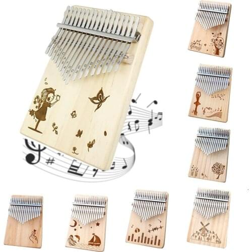 17 Keys Tones Kalimba Thumb Finger Piano Solid Wooden Pine Body Beginner Musical Instrument Keyboard For Kid Gift