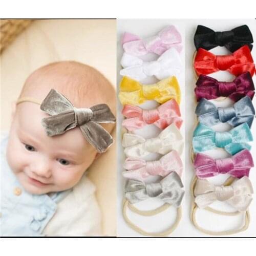 New Coming Baby Thin Nylon Headband,Velvet Bow Headband,Girls Kids Newborn Headwear Hair Accessories 36Pcs/lot