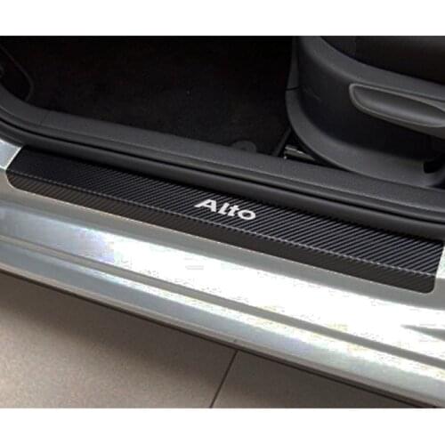 4pcs Car Door Sill Protector Sticker Carbon Fiber Vinyl Sticker For Suzuki Alto Car Styling