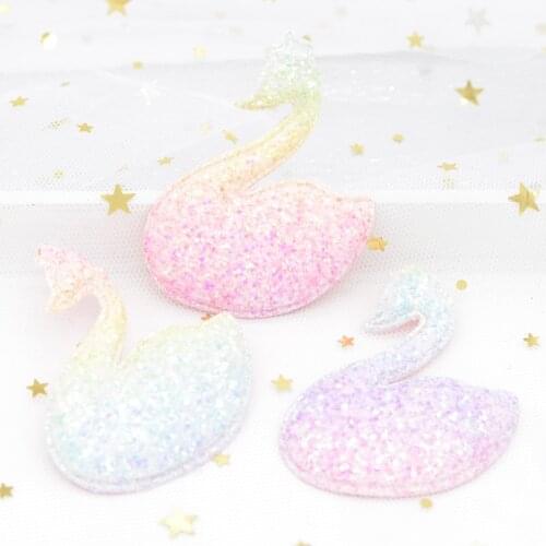 6Pcs Glitter Hair BB Clip Decor Accessories Paillette Swan Padded Appliqued for DIY Crafts Clothes Headwear Stick Patches G42