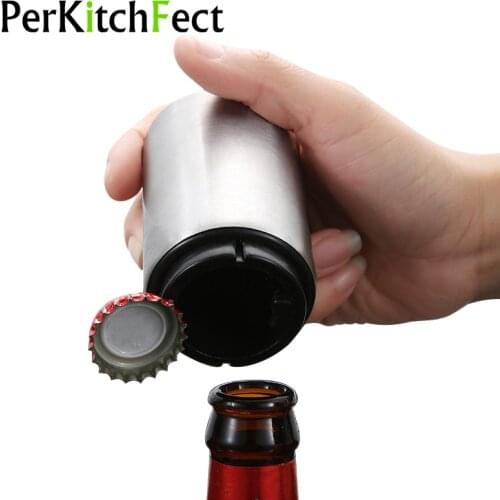 Automatic Beer Bottle Opener Magnetic Stainless Steel Push Down Wine Opener Soda Cap Opener Portable Tools Kitchen Accessories