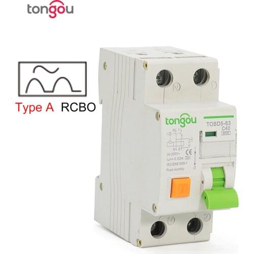Type A RCBO 6KA 1P+N 16A 25A 32A 40A Electromechanical Residual Current Circuit Breaker With Over Current and Leakage Protection