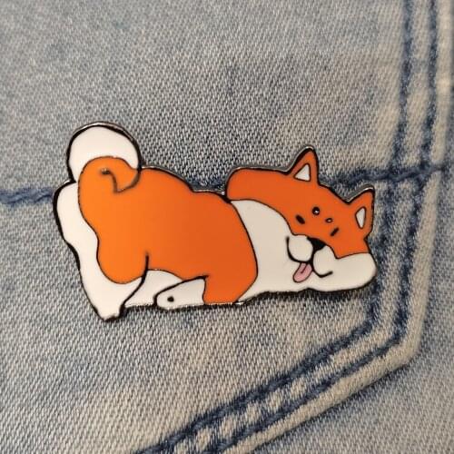 Cartoon Cute Animal Brooch Metal Brooch Enamel Pins Orange Colour Lazy Dog Size About 1.0*1.4 Inch Weight “5.4g