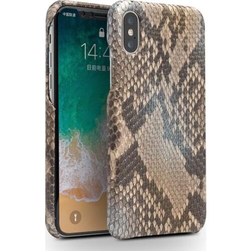 QIALINO Luxury Custom-built Python Skin Genuine Leather Case for iPhone X Ultra Thin Fashion Back Cover for iPhoneX for 5.8 inch