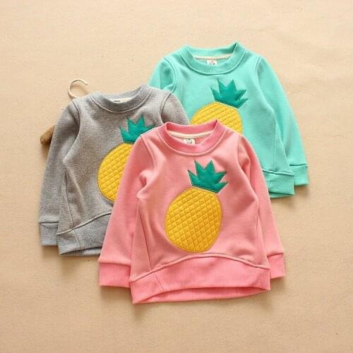 2020 winter children hoodies boys girls clothing plus thick velvet kids cartoon Cute pineapple Sweatshirts fleece