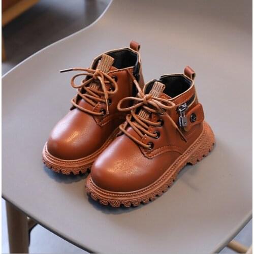 Childrens Fashion Martin Boots for Boys Girls 2021 Autumn New Kids Soft Bottom Non-slip Side Zipper Single Boots British Style