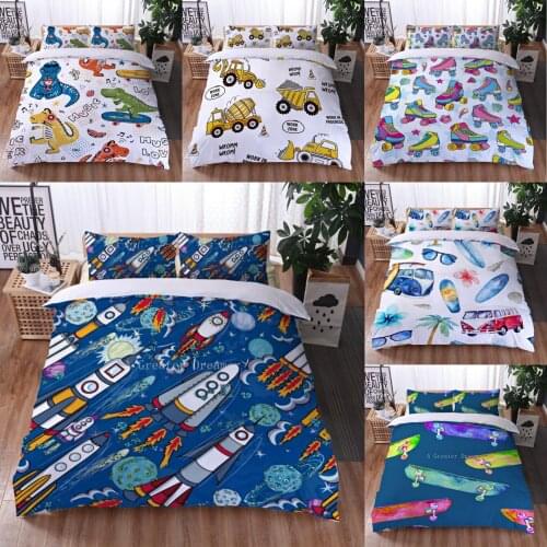 Kids Bedding Set Twins Single Duvet Cover Car Digital Printing Bed Linen For Children Girl Boys Quilt Cover Set Full Set For Bed