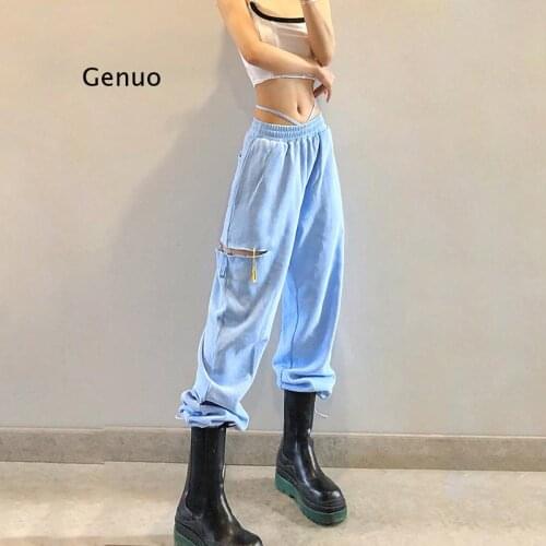 Long Trousers Spring and Summer Solid Color High Waist Bag Hip Sexy Hollow Beam Foot Casual Pants Womens Bottoms Full Length