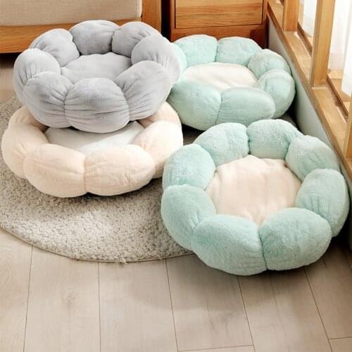 Pet Cat Bed House Super Soft Plush Round Mat Flower-shaped Kennel Cat Winter Warm Deep Sleep Litter Sofa Kitty Puppy Pet House