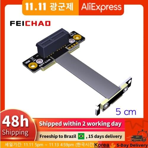 Dual 90Degree Right Angle PCIe 3.0 x1 to x1 Extension Cable R11SL-TL 8G/bps High Speed PCI Express 1x Riser Card Ribbon Extender