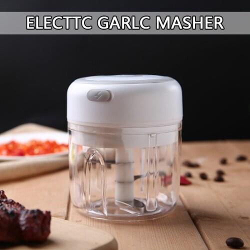 Electric Garlic Masher Mill Onion Garlic Pepper Grinder Beater Machine 250ml Capacity Sharp Blades For Kitchen Food Smashing