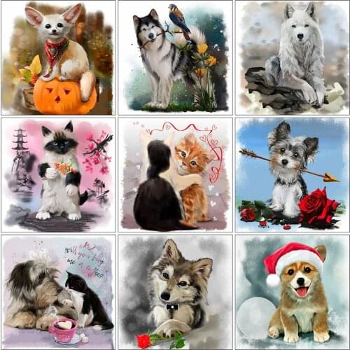 Evershine Diamond Embroidery Dog 5D DIY Diamond Painting Cat Animal Rhinestone Picture Cross Stitch Christmas Wall Decoration