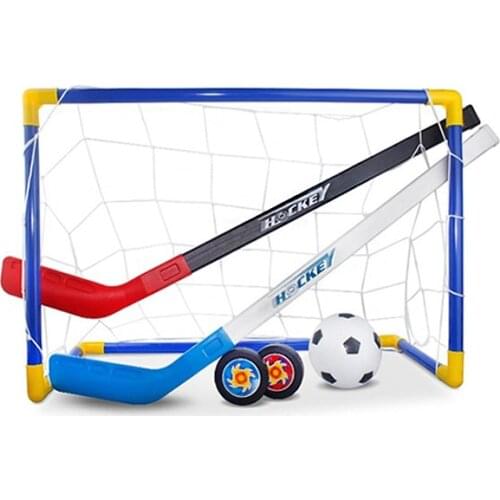 Mini Hockey Goal Set Football 2 In 1 hokejka Easy Assemble Kids Ice Hockey Stick Training Toy Tools Knee Hockey Home Soccer