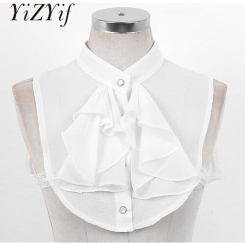 Fake Collar Women Detachable Chiffon Jabot Collar False Collars Decorative Shirt Collar Office Lady Dickey Clothing Accessories