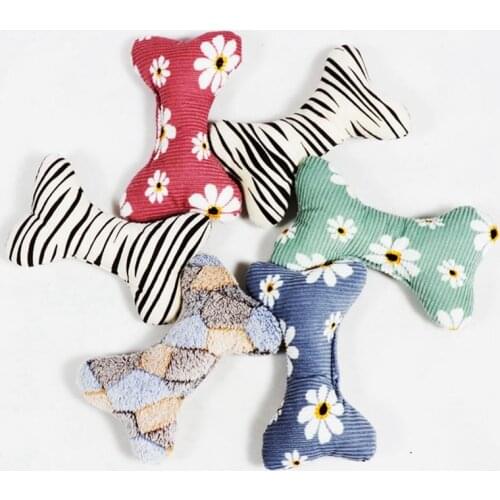 Kapmore 1pc Bite Resistant Pet Toy Plush Bone Shape Dog Chewing Toy Cat Bite Toys Pet Supplies Pet Accessories Random Color