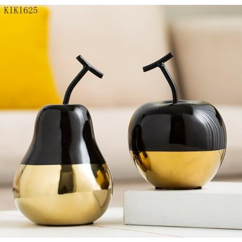 European-style Ceramic Simulation Fruit Crafts Apple Pear Living Room Ornaments Creative Wine Cabinet Office Art Decoration Gift