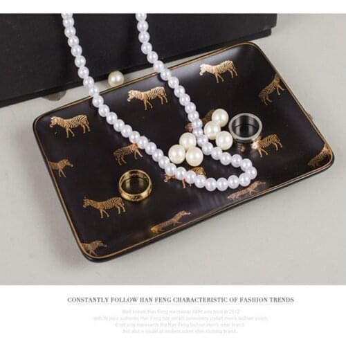 Ceramic storage tray jewelry box snack tray exhibition tray Valentine gift zebra