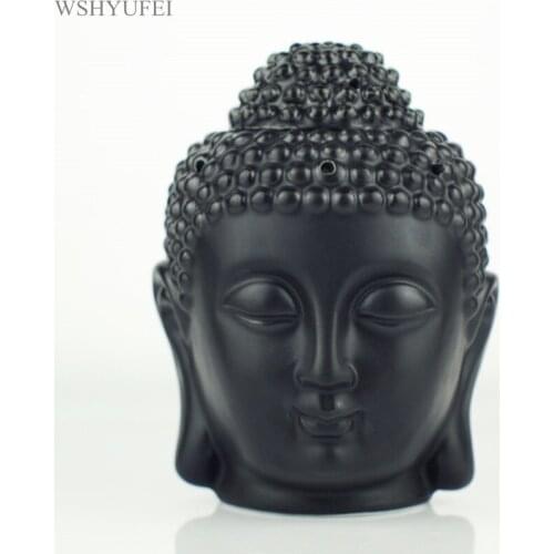 WSHYUFEI Ceramic Aromatherapy Oil Burner Buddha Head Aroma Essential Oil Diffuser Indian Incense Buddha Tibetan Incense Burner