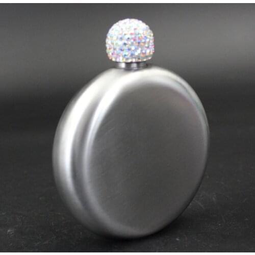 304 Stainless Steel Rhinestone Lids Round Hip Flask 5oz Round Hip Flask Men Pocket Portable Flagon Whisky Wine Bottles SN1036