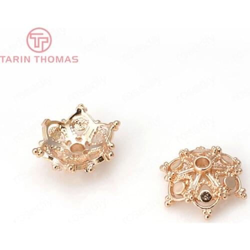 6PCS 13MM 24K Champagne Gold Color Plated Brass Beads Caps Tassel Caps High Quality Diy Jewelry Accessories