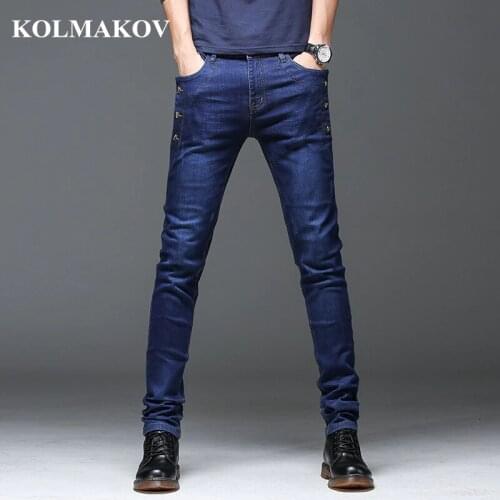 KOLMAKOV 2019 NEW Mens Full-Leength Jeans Spring Trousers Slim Long Jeans Men Skinny Pencil Pants Hot Sale Elastic Denim Jeans