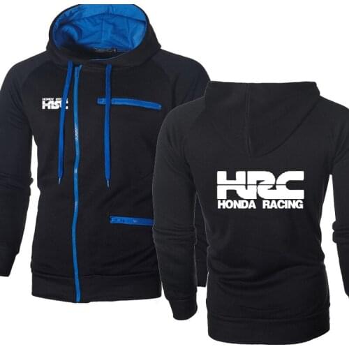 Men Hoodies HRC race motorcycle Car Logo Print Casual Hip Hop Harajuku Long Sleeve Fleece warm Mens zipper Jacket Sweatshirts