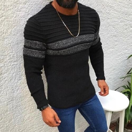 Autumn Winter Casual Mens Sweater O-Neck Striped Slim Fit Knitted Sweater Men Pullover Oversize Mens Clothing Pull Homme