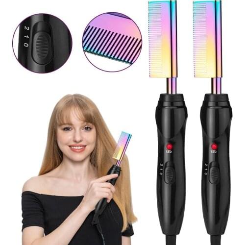 2021 New Hair Straightener Flat Irons Brush Hot Fast Heating Beard Straightener Comb Corrugation Hair Curling Iron Curler Comb