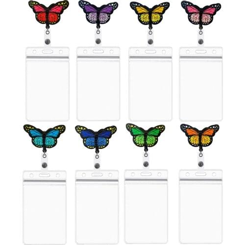2021 New Design 1 Set Quality Butterfly Retractable Nurse Badge Holder With Transparent Name Card Case Fashion ID Card Holder