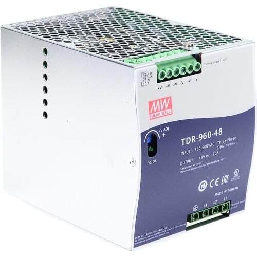 Original Mean Well TDR-960-48 meanwell DC 48V 20A 960W Three Phase Industrial DIN Rail with PFC Function Power Supply