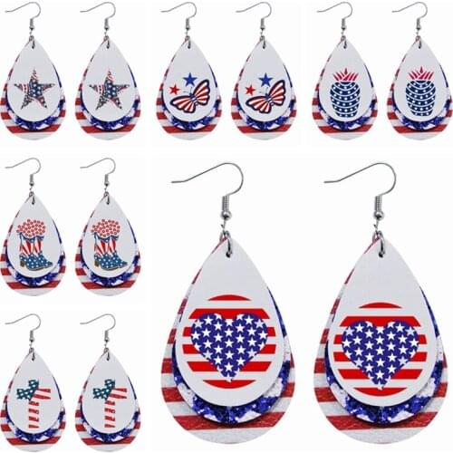 Patriotic Earrings 6 Pairs / Set -Usa Boots Flag United States Western Cowboy Cuttable Independence Day Gifts