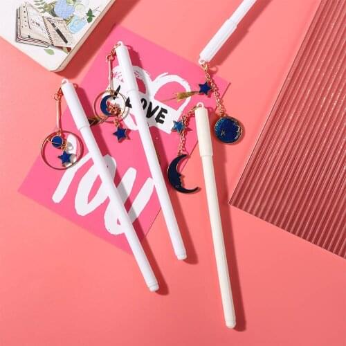 1Pc Cute Creative Moon Star Sky Pendant Shape Gel Pens Ins Girl Heart Trendy Signature Pen Student Office Supply Stationery