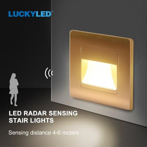 LUCKYLED Wall Light ACRadar Sensor AC85-265V Underground Step Stair Lights Wall Lamps IP20 Corner Footlight Led Wall Lighting
