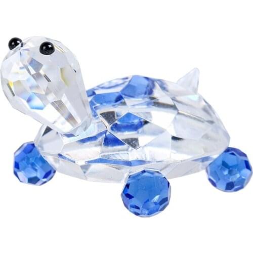 H&D Blue Crystal Turtle Figurine Collection Paperweight Table Centerpiece Ornament Wedding Favors Souvenir Gift Craft For Kids