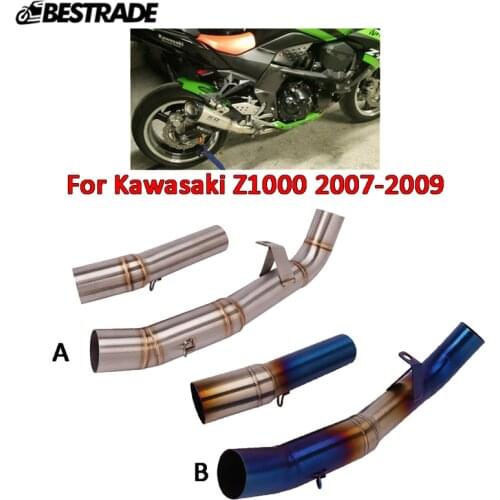Z1000 Motorcycle Exhaust System For Kawasaki Z1000 2007 2008 2009 Middle Pipe Slip On 51mm Muffler Tube Escape Left & Right Side