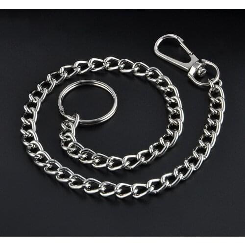 High Quality 38cm Long Metal Keyring Keychain Chain Hipster Pant Jean Key Wallet Belt Ring Clip Mens HipHop Jewelry