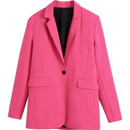 Xikom 2021 Women Elegant red Notched Streetwear Long Sleeve Suit Female Vintage Office Lady Single Button Blazer Casual Top