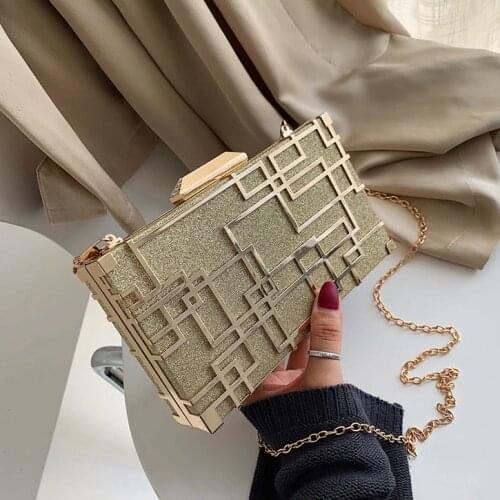 Gold Box Geometric Evening Bag Clutch bags Elegent Chain Women Handbag For Party Shoulder Bag For Wedding/Dating/Party Bag