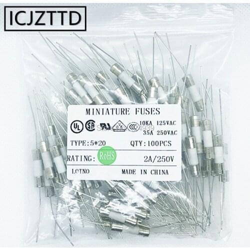 100pcs/bag IEC 5x20 Ceramic Fuse 0.5A 500MA 5*20mm 250V 5*20 Double iron cap Axial Fast Fuse With Lead 5mm*20mm 0.5A 5mm x 20mm