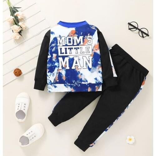 Autumn New Children Fashion Long Sleeve Letters Pullover Tops + Sweatpant 2PCS Boys Clothing Set Kids Gradient Sweatshirts Suits
