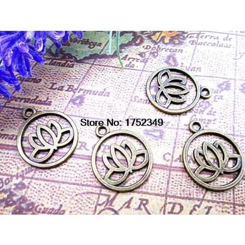 20pcs--Lotus Flower Charms, Antique Bronze 2 sided Lotus Flower Charm pendants 24x20mm