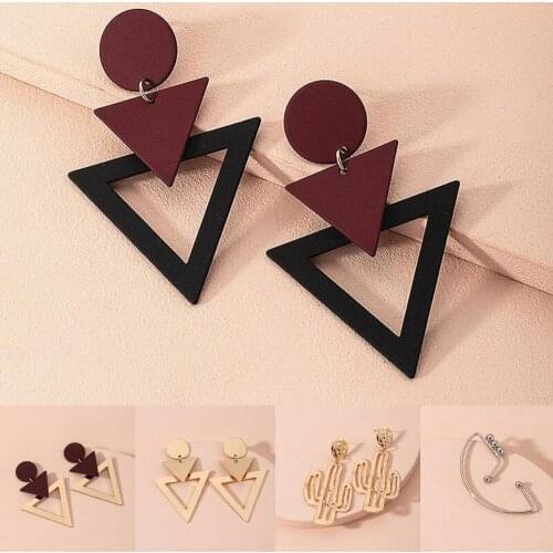 50%HOTFemale Fashion Triangle Shape Hollow Drop Dangle Earrings Jewelry Accessories
