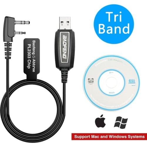 ABBREE Tri-Band Radio PL2303 Chip Drive Free USB Programming Cable for Baofeng UV-5R III BF-R3 UV-S9PLUS UV-9S Walkie Talkie