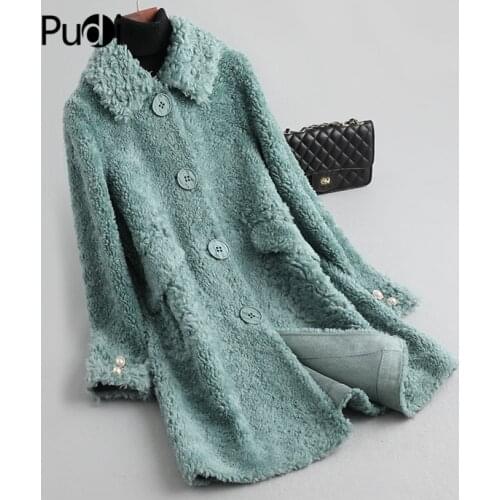 Aorice women winter real wool fur coat jacket female girl sheep shearing coats lady long jacket over size parkas french A19092