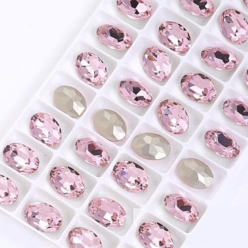 Shining Oval Crystal 10*14mm Strass Glass Rhinestone Jewelry for Craft Beads Glue on Clothes Decoration Diy Rhinestone Applique