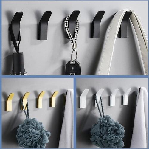 5PCS Black Robe Hook Towel Hook for Bathroom Punch-free Wall Hook Auminum Clothes Coat Hook for Livingroom Kitchen Accessories