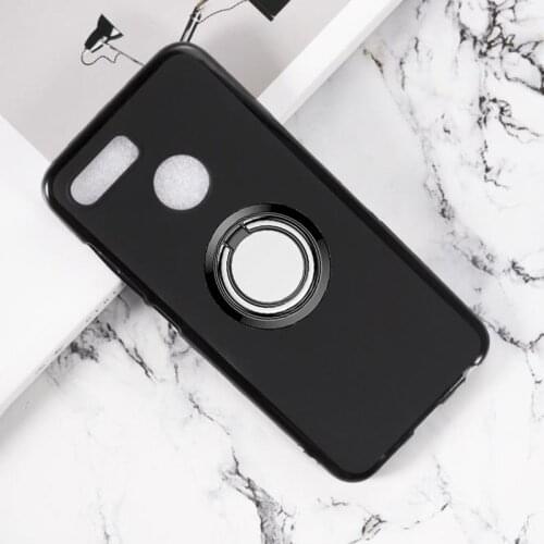 For Lenovo K5 Play L38011 Back Ring Holder Bracket Phone Case Cover Phone TPU Soft Silicone Cases for lenovo k5 play 5.7 inch
