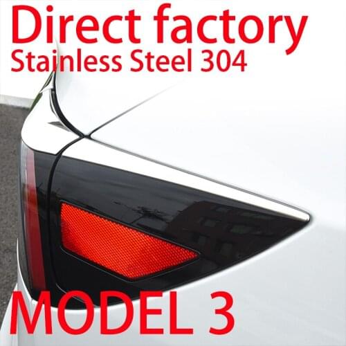 For Tesla Model 3 Body Molding SUS 304 Stainless Steel Sticker Car Front Rear Lamp Fog Light Tail Light Trim Frame Cover Strip