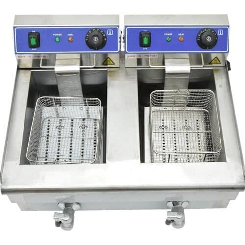20L Electric Deep Fryer Dual Tank Frying Machine Stainless Steel Fried Chicken Grill French Fries Frying Machine Oven Hot Pot