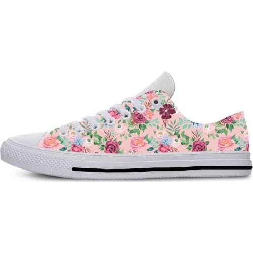 Flower Floral Pattern Aesthetic Fashion Popular Casual Cloth Shoes Low Top Lightweight Breathable 3D Print Men Women Sneakers
